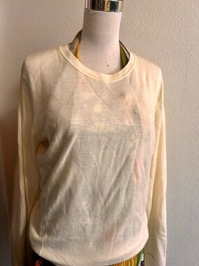 Merino tech Wool Cream Long Sleeve Women's Tee Sz XL